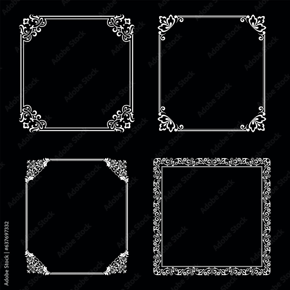 custom made wallpaper toronto digitalSet of decorative frames Elegant vector element for design in Eastern style, place for text. Floral black and white borders. Lace illustration for invitations and greeting cards.