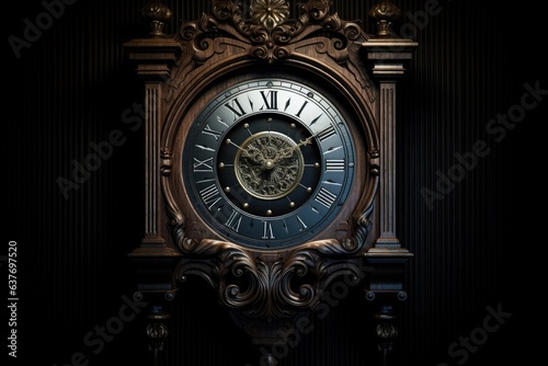 Antique wall clock in an old house photo