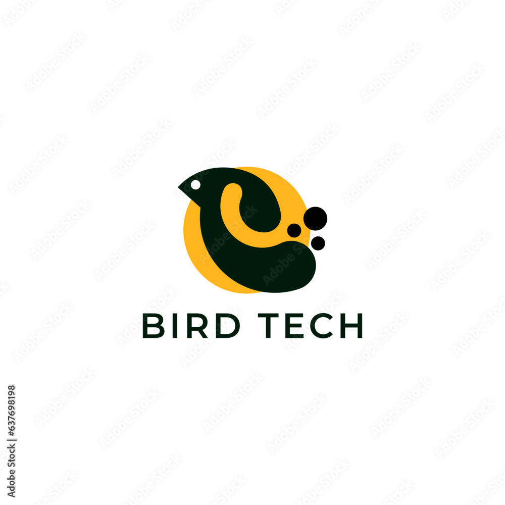 ABSTRACT ILLUSTRATION BIRD TECH BLACK COLOR LOGO ICON TEMPLATE DESIGN ELEMENT VECTOR FOR YOUR BUSINESS