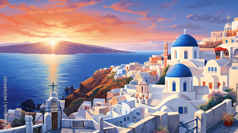 Santorini's white buildings