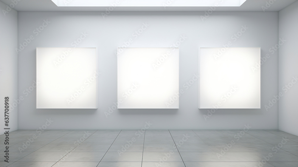 Empty Frames on a White Wall. Generative Ai Empty Frames on a White Wall. Generative Ai