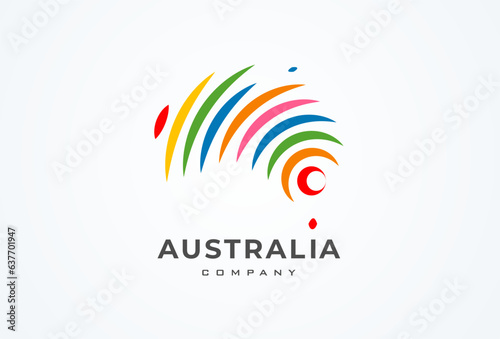 Australia map Logo. modern Australia logo with colorfull line style. Australia map design logo template. vector illustration