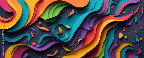 Vibrant Abstract Banner Design with Fluid Shapes. Colorful Fluid Shapes Collide in an Abstract