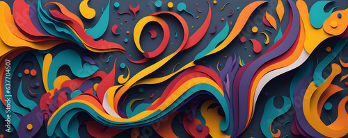 Vibrant Abstract Banner Design with Fluid Shapes. Colorful Fluid Shapes Collide in an Abstract