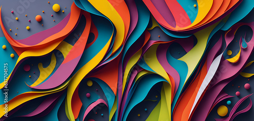 Vibrant Abstract Banner Design with Fluid Shapes. Colorful Fluid Shapes Collide in an Abstract