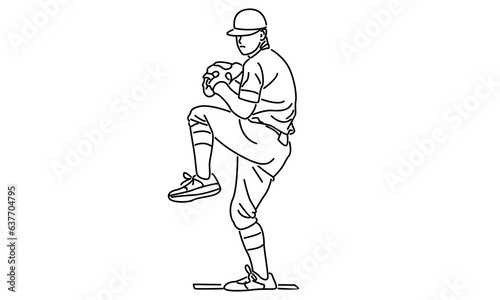 Canvas Print line art of baseball player