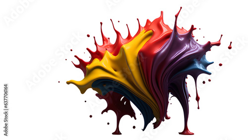 Colorful Paint Splash Rainbow Waves Liquid Explosion Isolated Design Element On Transparent Background.
