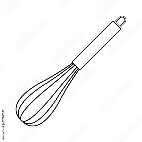 Whisk Outline Icon Illustration on White Background