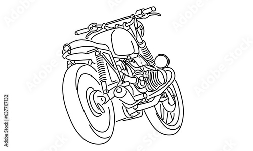 line art of classic vintage motorcycle