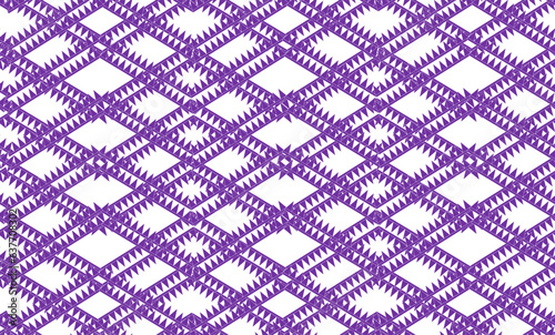 abstract geometric spiky zigzag diamond purple line on white background endless pattern design for traditional fabric printing