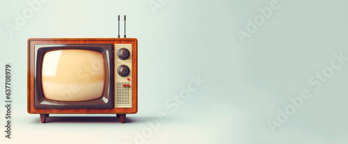 Retro television header. Vintage TV banner photo