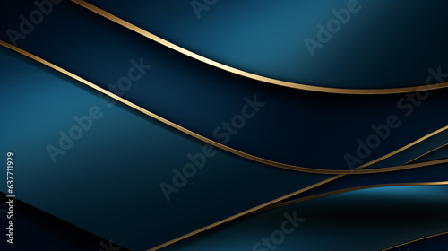 Modern blue background and golden lines