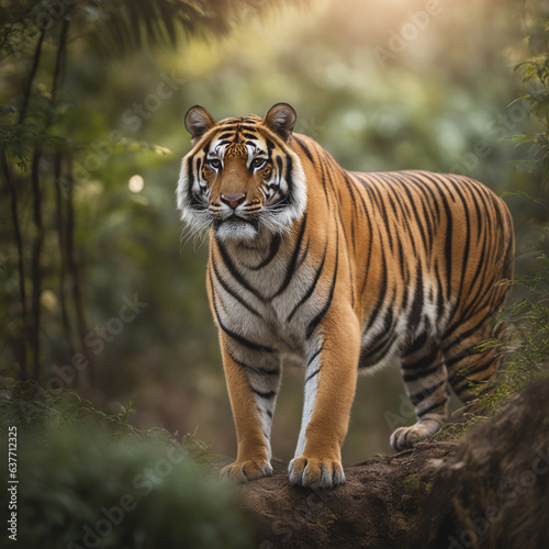 Jungle Majesty: Sunda Tiger Stands Tall in Its Natural Habitat