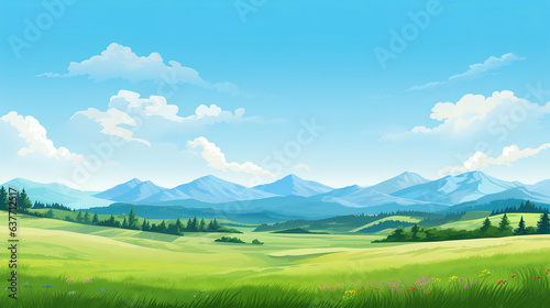 landscape with mountains with clear sky.Generative Ai © Shades3d