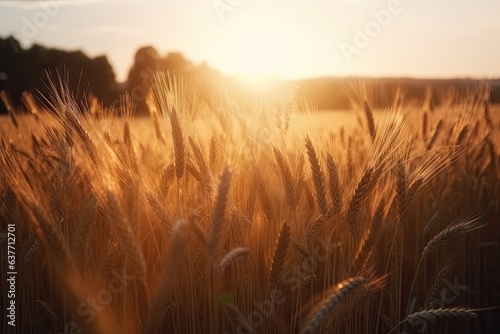 Bounty in wheat fields. Field of gold. Embracing beauty of farming. Nature cycle of growth