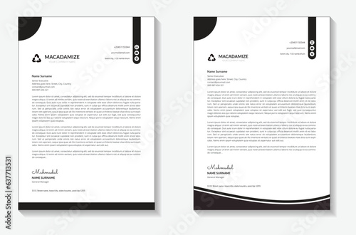 Black Creative and Clean Letterhead. Business with Corporate modern Letterhead design template.