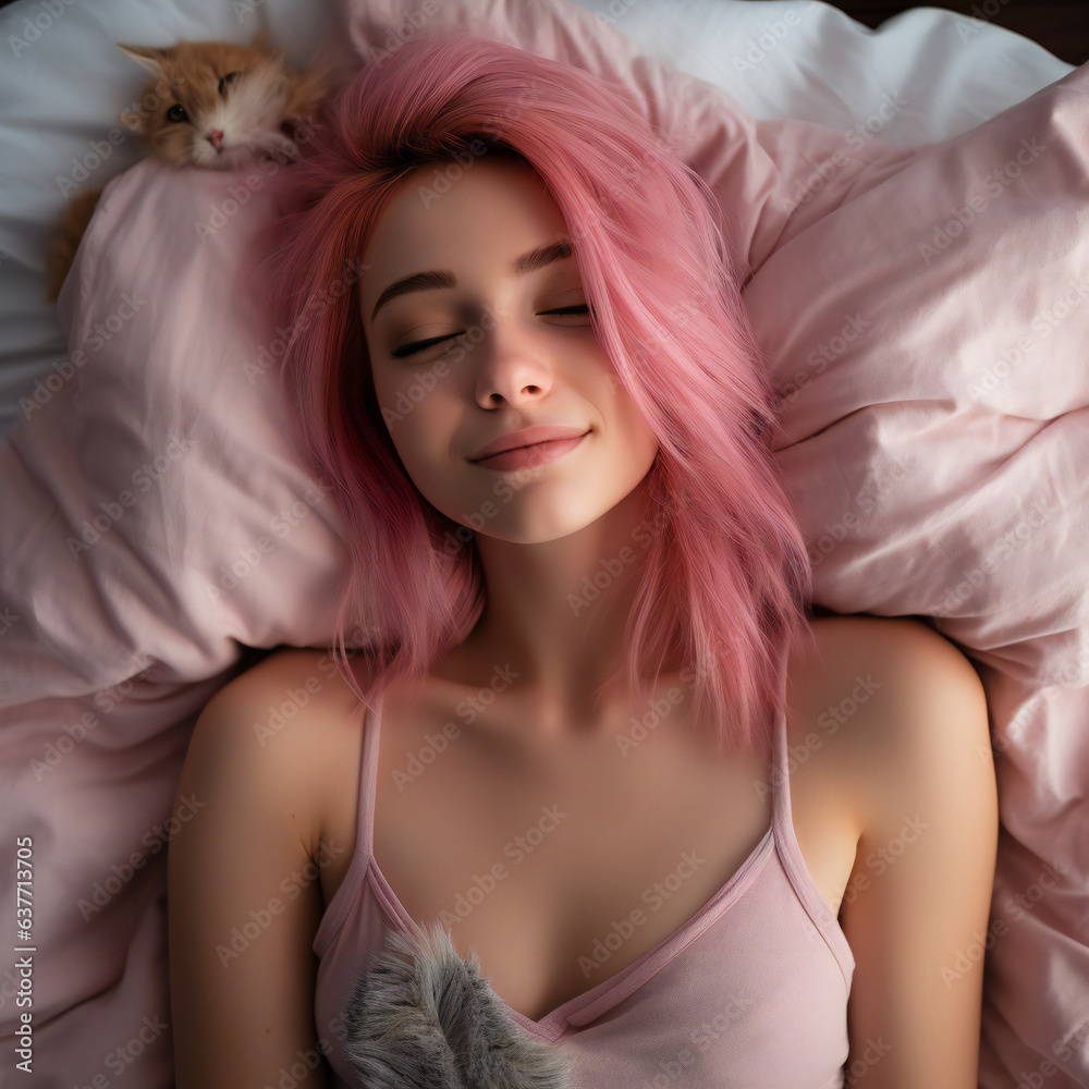 woman in bed, sleeping girl portrait, generative ai woman in bed, sleeping girl portrait, generative ai