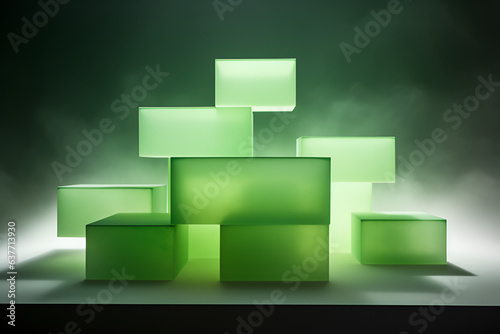 abstract green blocks background