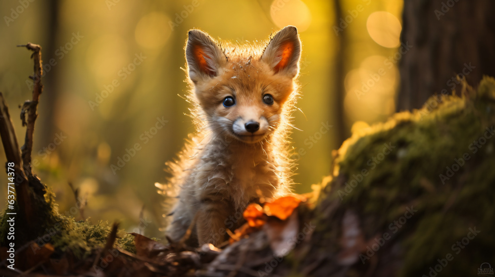 Cute and fluffy baby Deer Fox