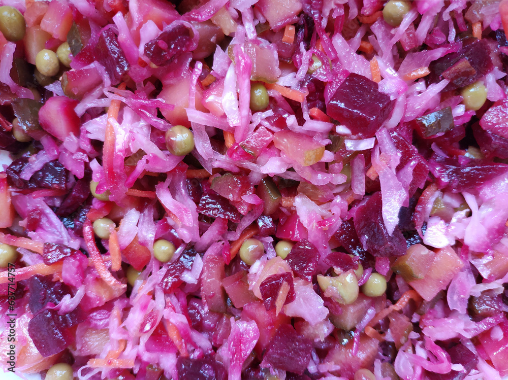 Fototapeta premium Vinaigrette salad close up background