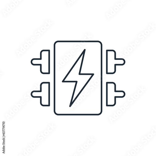 Overvoltage protection. Fuse. Vector linear icon isolated on white background.