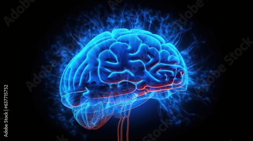 Human brain digital light electrical activity flashes.