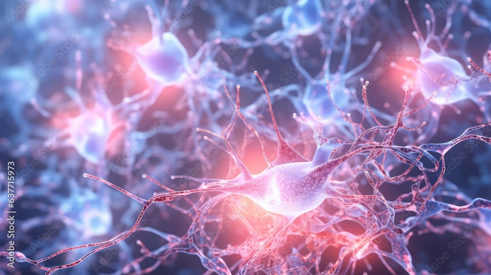Neurons brain cell medical background - obrazy, fototapety, plakaty 
