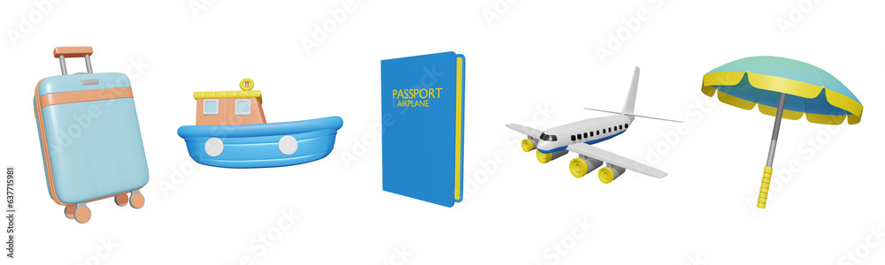 3D icon world tourism day collection rendered isolated on the white background 3D icon world tourism day collection rendered isolated on the white background