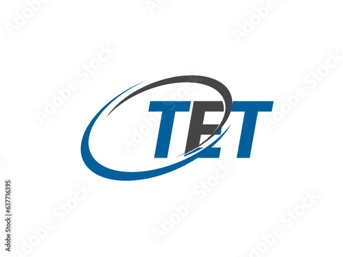 TET letter creative modern elegant swoosh logo design