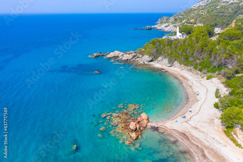 View of Potami beach with azure sea water, Samos island, Greece photo