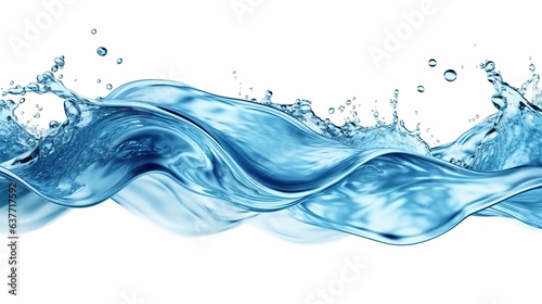 Realistic flowing water isolated on white background. Generative art.