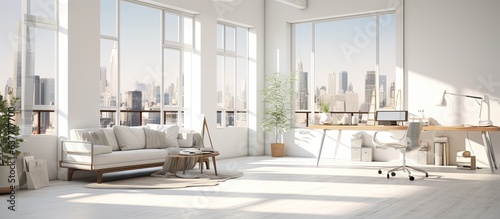 white space home studio minimal design scheme clean clear office space design template mockup background,ai generate