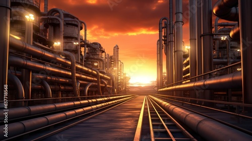 Industrial view at oil refinery plant form industry zone 