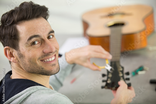 lute maker shop and classic music instruments photo