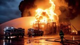 Explosion burning oil refinery plant factory 