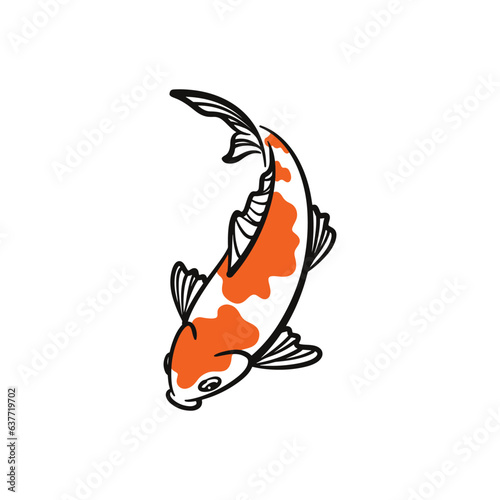 Hand drawn koi fish vector. Koi carp line art illustration