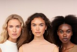 AI Generated. Group of women with different skin color. Beauty