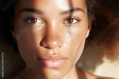 AI Generated. Beauty portrait in sunlight of young woman