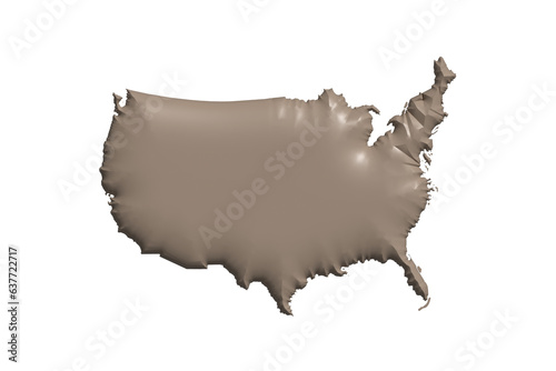 USA Map silhouette brown 3D rendering image. The United States of America Silhouette bright texture background template
