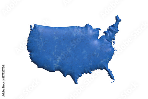 USA map silhouette blue 3D image. The United States of America Silhouette textured background