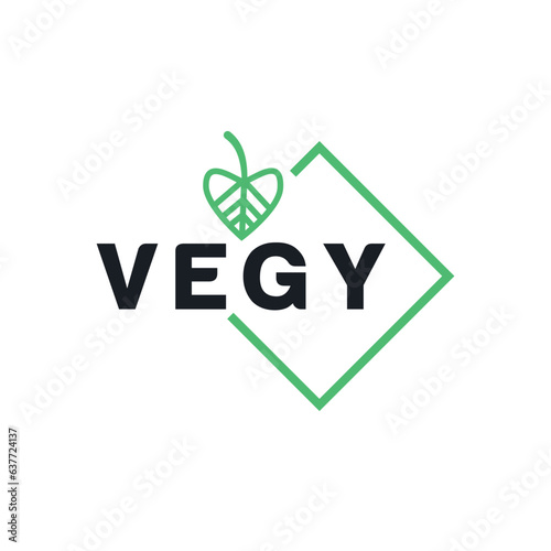 Vegan logo design, minimalist vegy logo with white background.