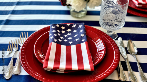 Summer place setting for 4th of July