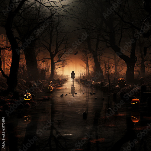 Halloween vintage decoration, Halloween concept, horror ghost demon background