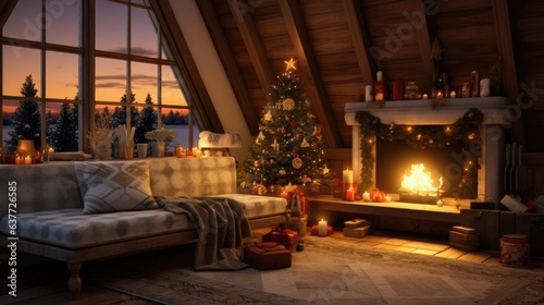 A living room filled with furniture and a christmas tree