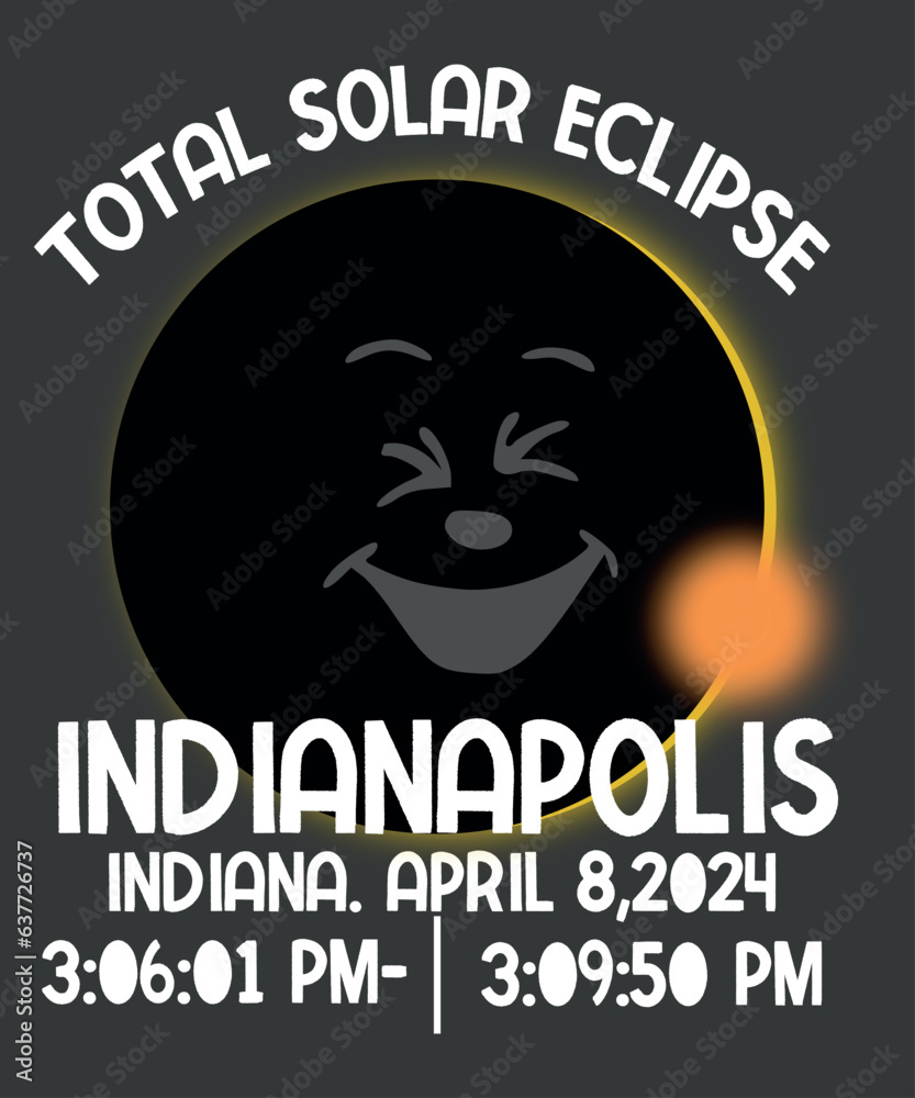 Indianapolis Indiana IN Total Solar Eclipse 2024  T-Shirt design vector, Solar Eclipse 2024, astronomy lovers, usa totality april pair, solar eclipse glasses make friends, family smile, solar eclipse 