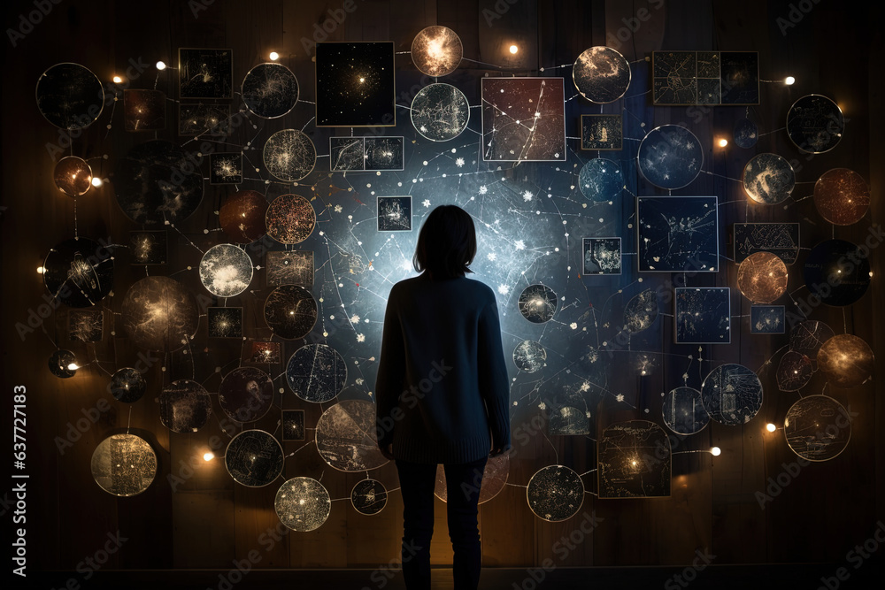Fototapeta premium Imaginative illustration of constellations, where they contain images that pay homage to memories