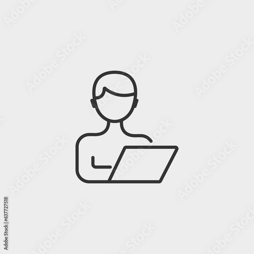 person with laptop vector icon line style illustration sign