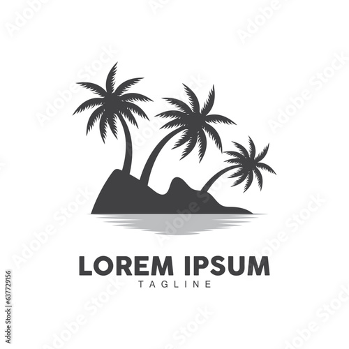 Coconut Tree Logo  Palm Tree Sunset Beach Vector  Elegant Minimalist Simple Design  Symbol Template Icon