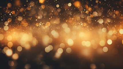 Festive bokeh: dark blurred Christmas lights background with happy holiday party glow and warm flare