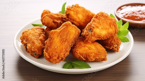 fried chicken leg on white background © kimly